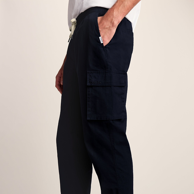 Silas Mens Cargo Trousers - Dark Indigo