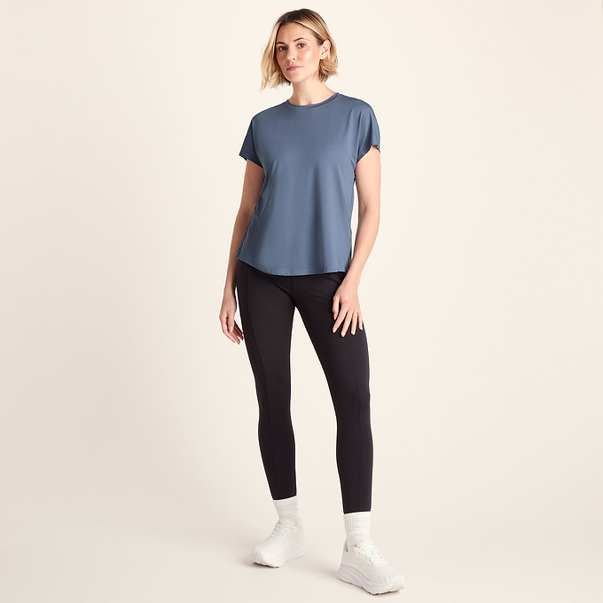 Skyla Womens Short Sleeve Performance Top - Smokey Blue