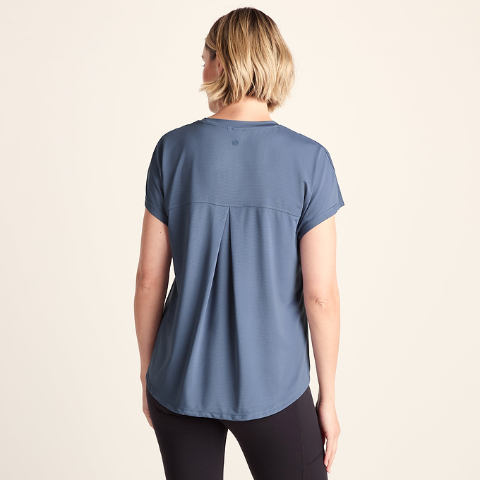 Skyla Womens Short Sleeve Performance Top - Smokey Blue