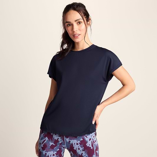 Skyla Womens Short Sleeve Performance Top - Oxford Blue