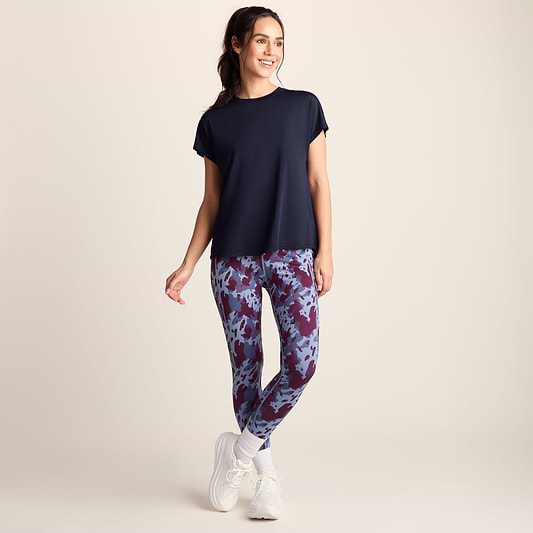 Skyla Womens Short Sleeve Performance Top - Oxford Blue