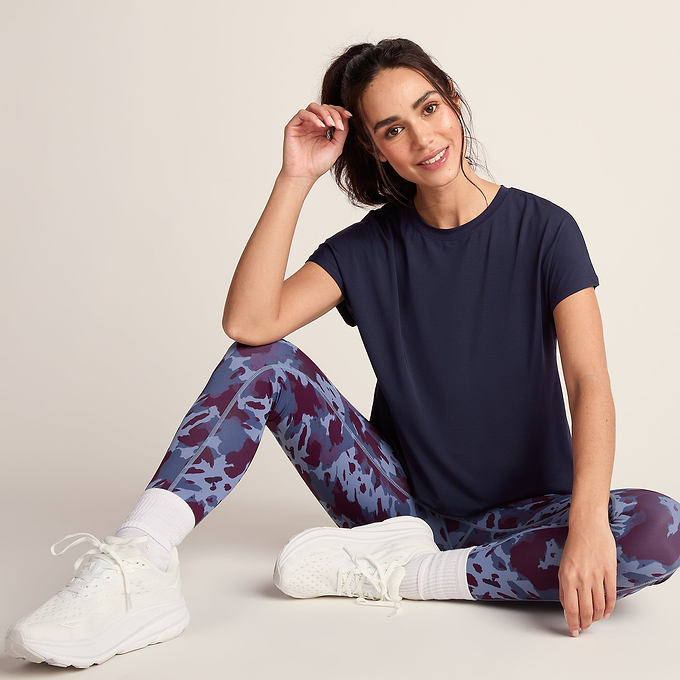 Skyla Womens Short Sleeve Performance Top - Oxford Blue