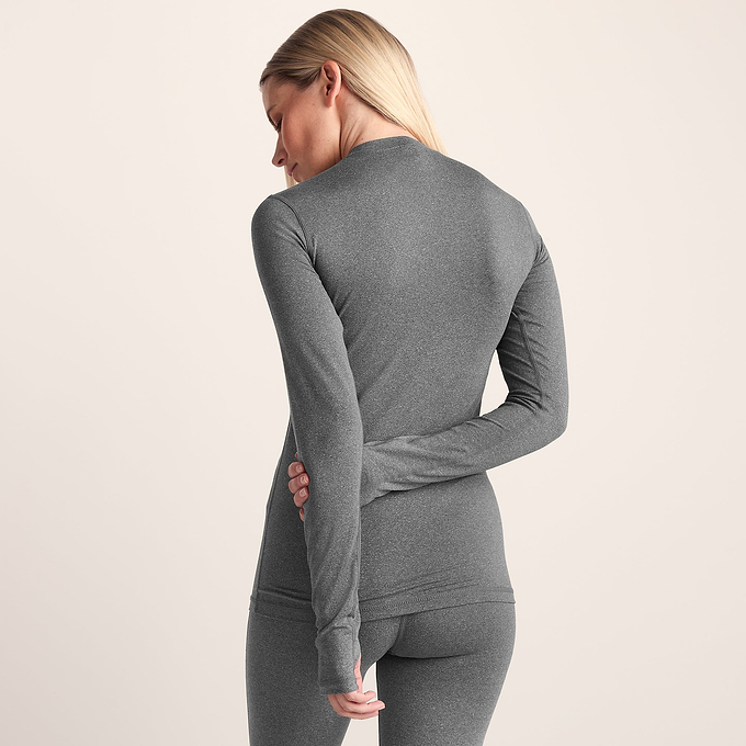 Snowdon Womens Thermal Crew Neck Base Layer - Grey Marl