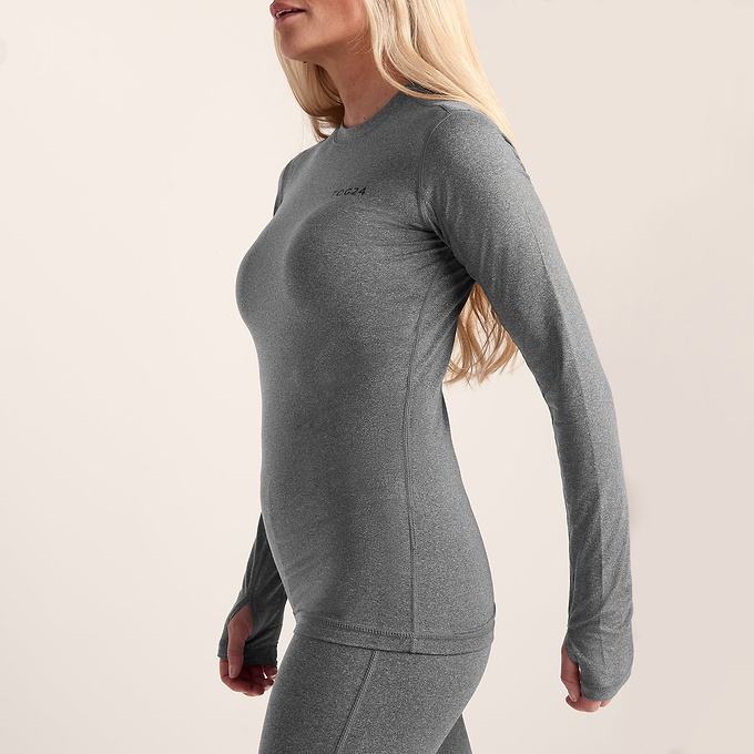 Snowdon Womens Thermal Crew Neck Base Layer - Grey Marl