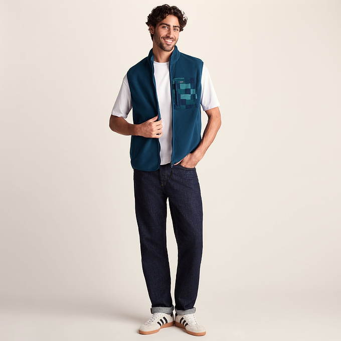Stark Mens Relaxed Fit Microfleece Gilet - Inky Blue