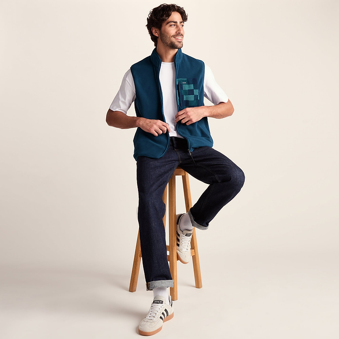 Stark Mens Relaxed Fit Microfleece Gilet - Inky Blue