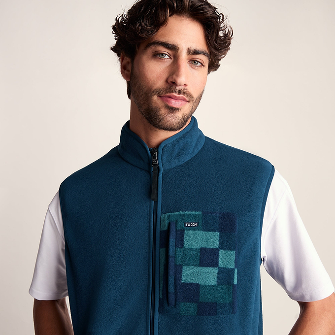 Stark Mens Relaxed Fit Microfleece Gilet - Inky Blue