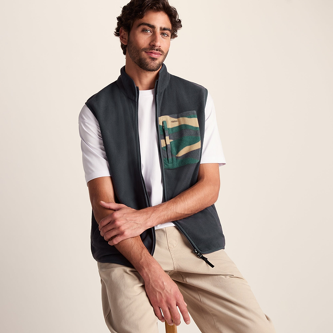 Stark Mens Relaxed Fit Microfleece Gilet - Deep Slate