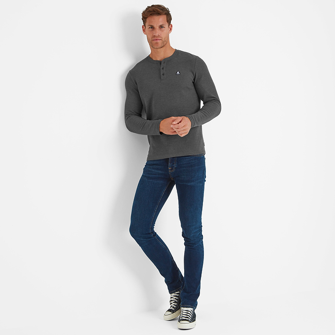 Sutherland Mens Long Sleeve T-Shirt - Dark Grey Marl