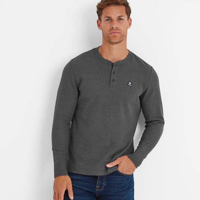 Sutherland Mens Long Sleeve T-Shirt - Dark Grey Marl