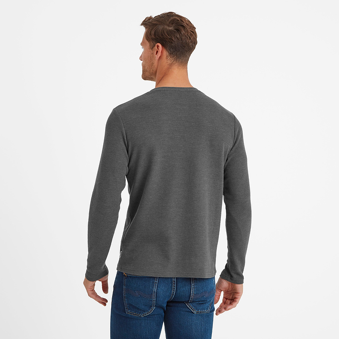 Sutherland Mens Long Sleeve T-Shirt - Dark Grey Marl