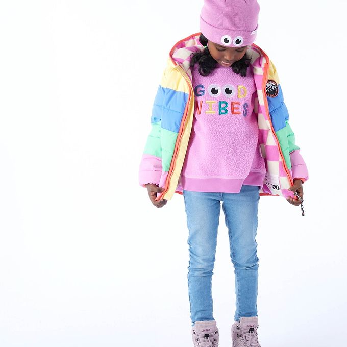 Swaledale Kids Shaun the Sheep Sherpa Sweat - Piglet Pink