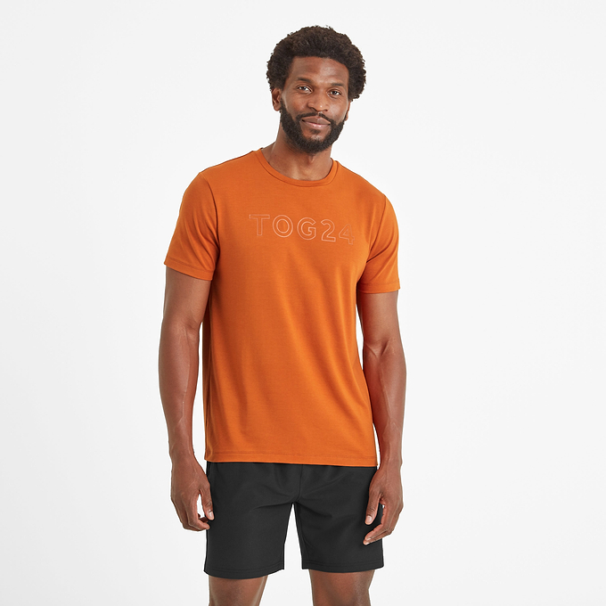 Talen Mens Tech Short Sleeve Top - Dark Orange