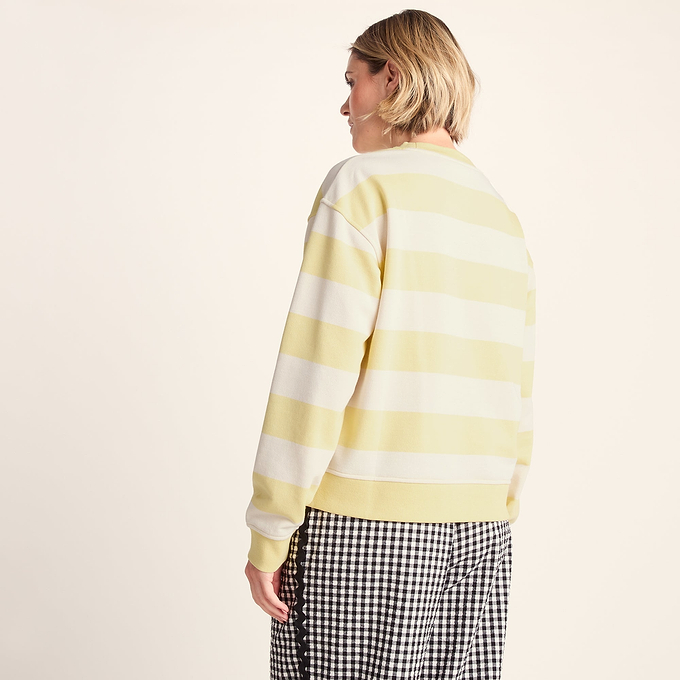 Tara Womens Relaxed Fit Supersoft Sweat - Butter Yellow Stripe
