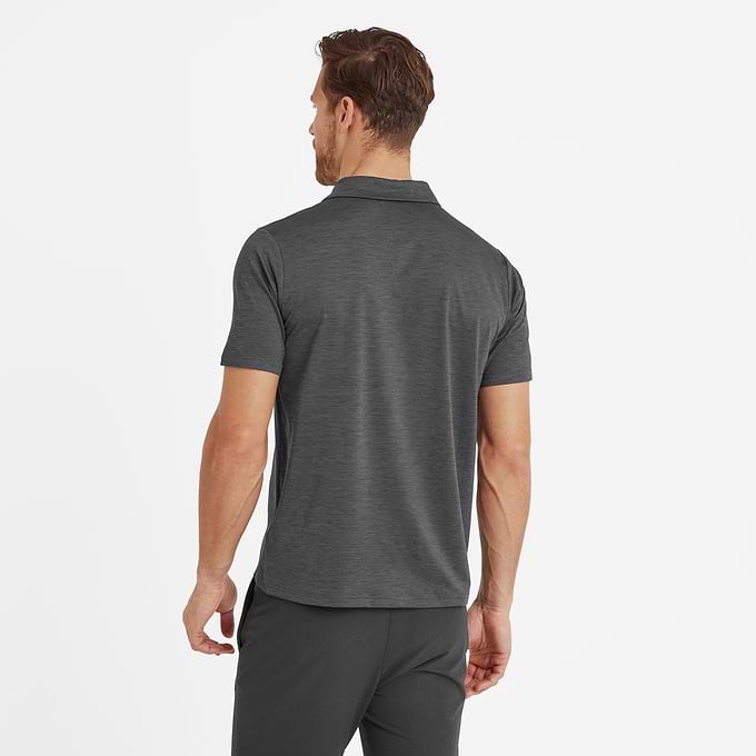 Trig Mens Polo Tech Shirt  - Black Marl