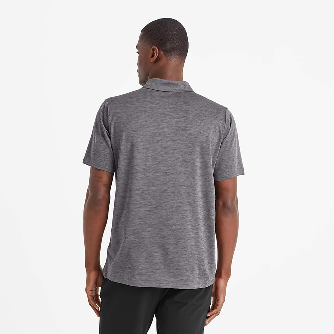 Trig Mens Polo Tech Shirt - Soot Grey Marl