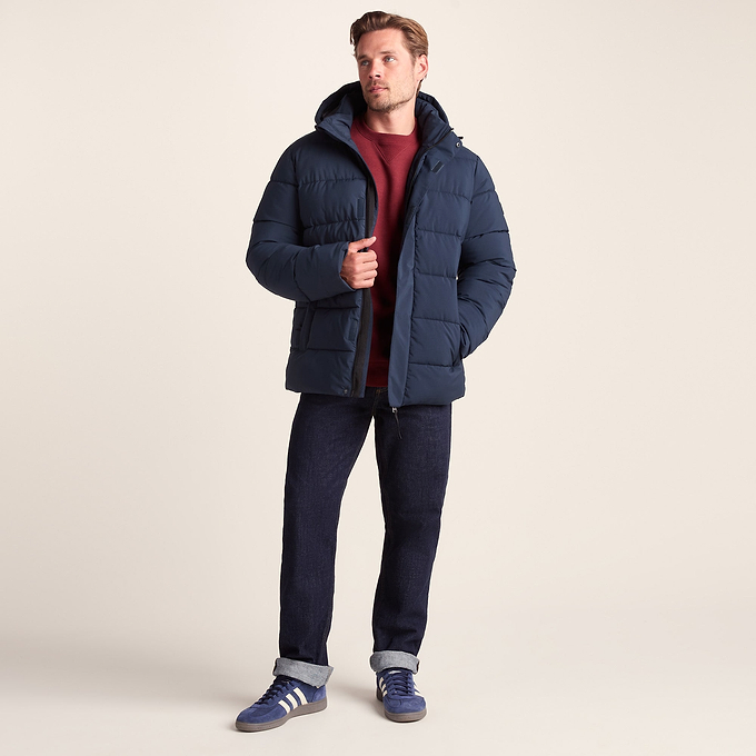Tunnard Mens Padded Short Jacket - Dark Indigo