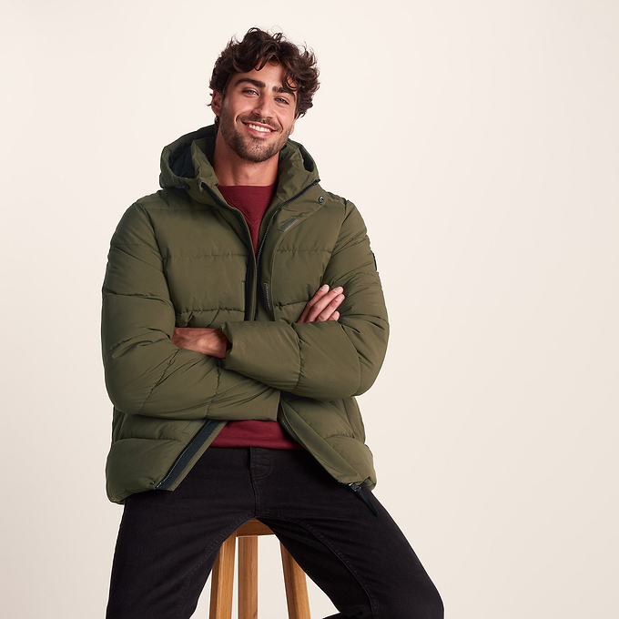 Tunnard Mens Padded Short Jacket - Khaki