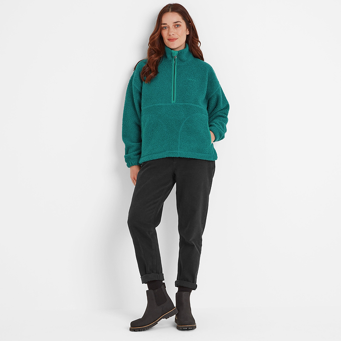 Vance Womens Sherpa Zip Neck - Teal