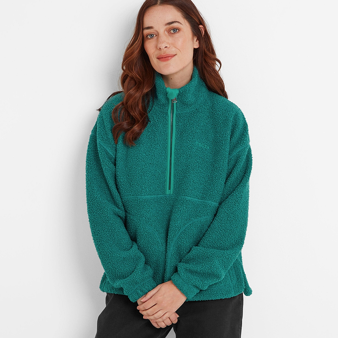 Vance Womens Sherpa Zip Neck - Teal