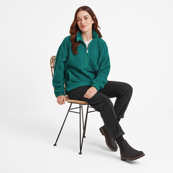 Vance Womens Sherpa Zip Neck - Teal