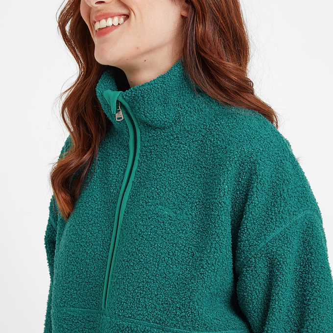 Vance Womens Sherpa Zip Neck - Teal