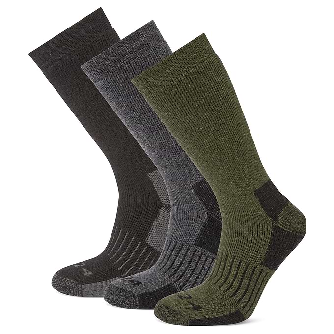 Villach 3 Pack Mens Trek Socks - Dark Grey Marl/Khaki/Black