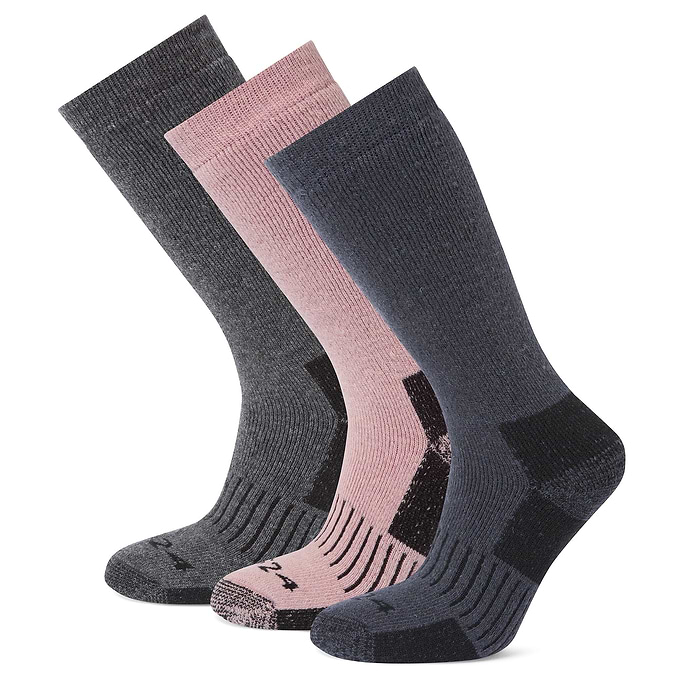 Villach 3 Pack Womens Trek Socks - Dark Grey Marl/Faded Pink/Washed Blue