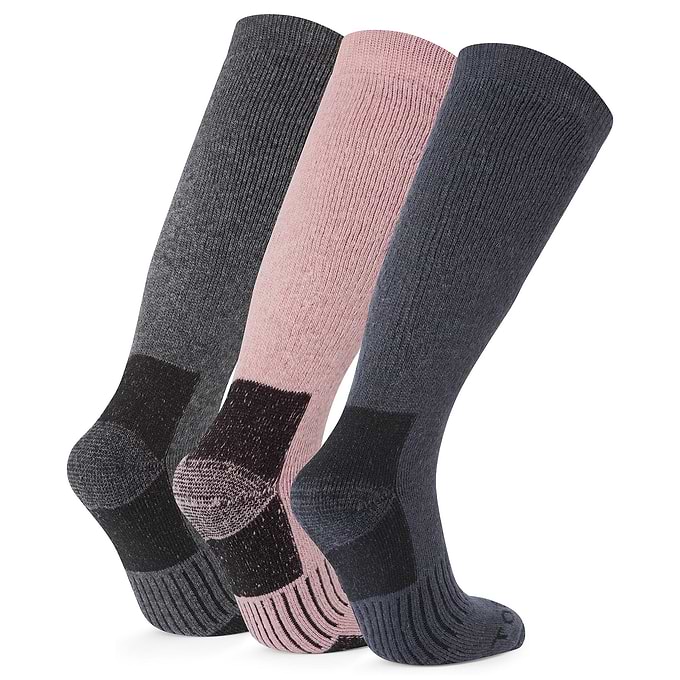 Villach 3 Pack Womens Trek Socks - Dark Grey Marl/Faded Pink/Washed Blue