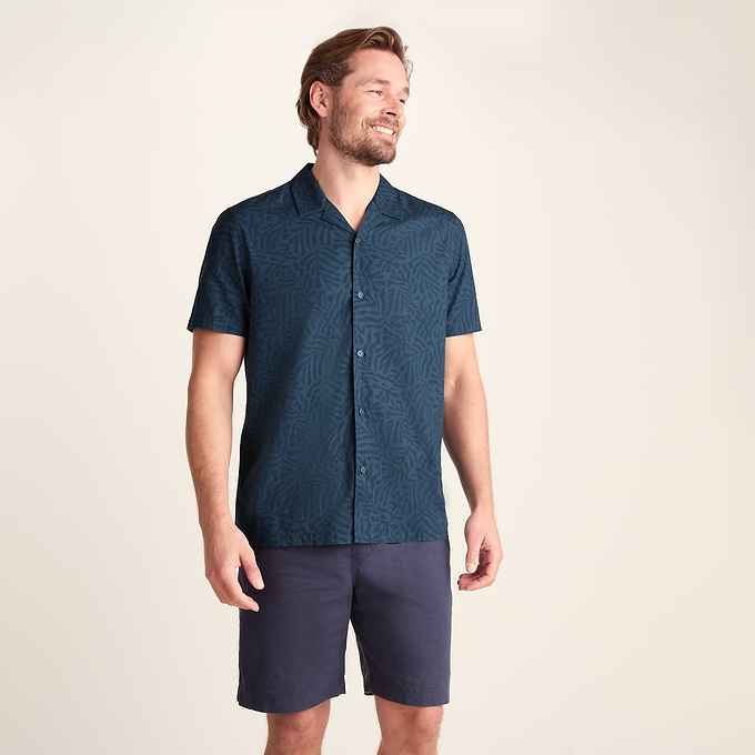 Wallsend Mens Short Sleeve 100% Cotton Supersoft Shirt - Deep Teal Print