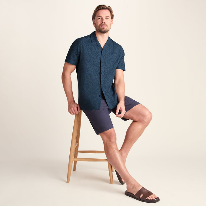 Wallsend Mens Short Sleeve 100% Cotton Supersoft Shirt - Deep Teal Print