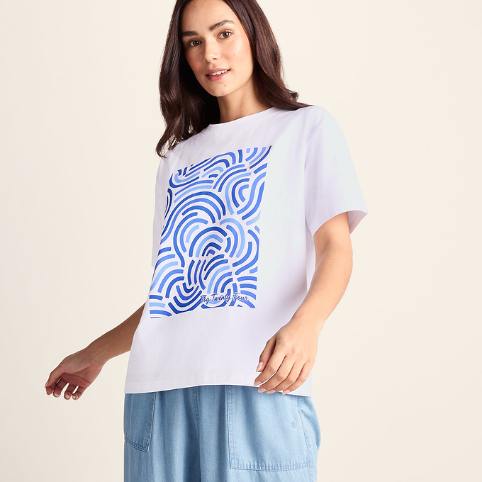 Wave Womens Premium Supersoft Relaxed Fit T-Shirt - Optic White