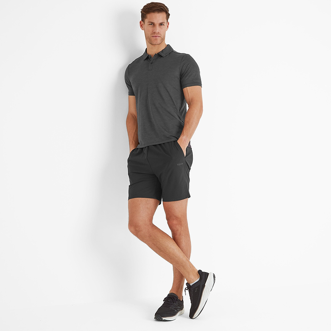 Wearne Mens Tech Short Sleeve Polo - Black Marl