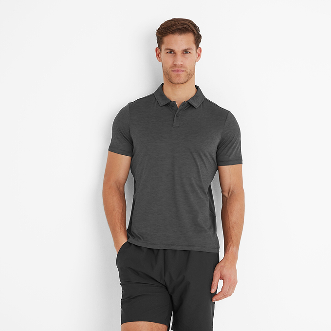 Wearne Mens Tech Short Sleeve Polo - Black Marl