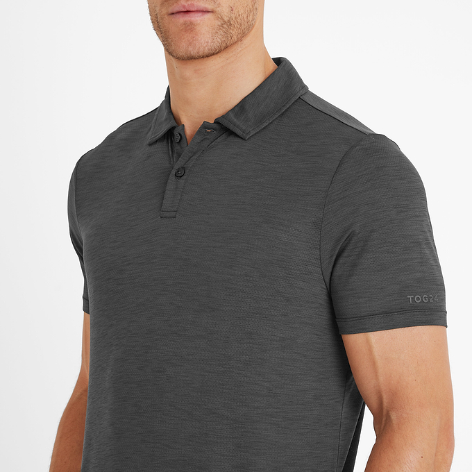 Wearne Mens Tech Short Sleeve Polo - Black Marl