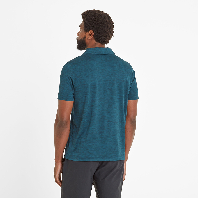 Wearne Mens Tech Short Sleeve Polo - Petrol Green Marl