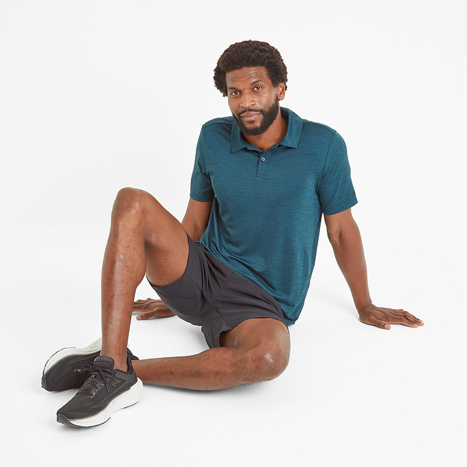Wearne Mens Tech Short Sleeve Polo - Petrol Green Marl