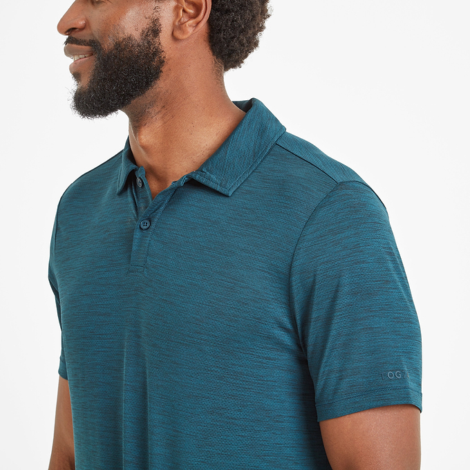 Wearne Mens Tech Short Sleeve Polo - Petrol Green Marl
