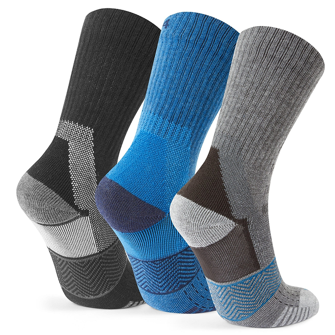 Wels 3Pack Mens Trek Socks - Black/Peacock Blue/Dark Grey Marl