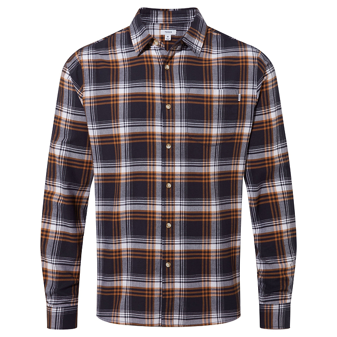 Whitman Mens Shirt Long Sleeve - Dark Indigo/Mahogany Check