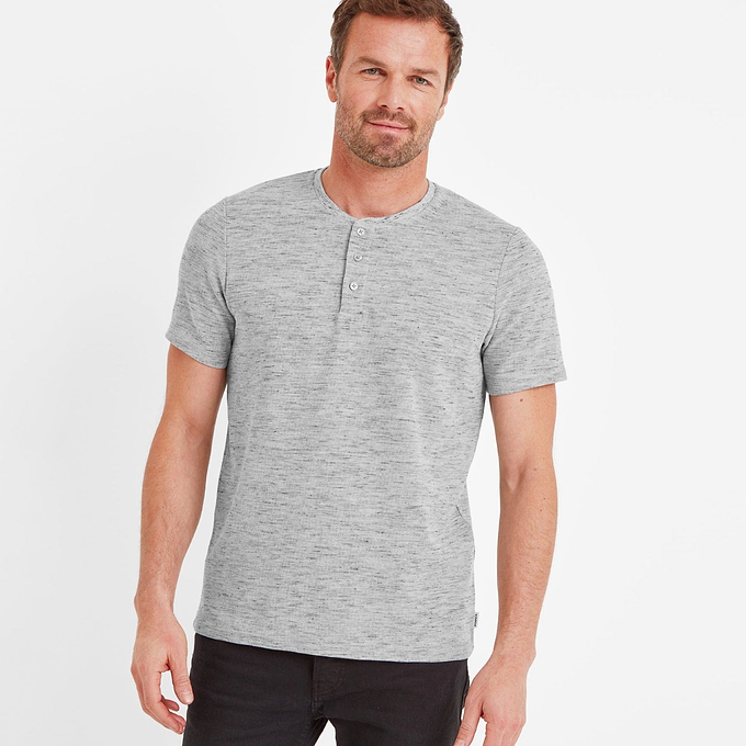 Wilsden Mens Grandad T-Shirt - Mid Grey Marl
