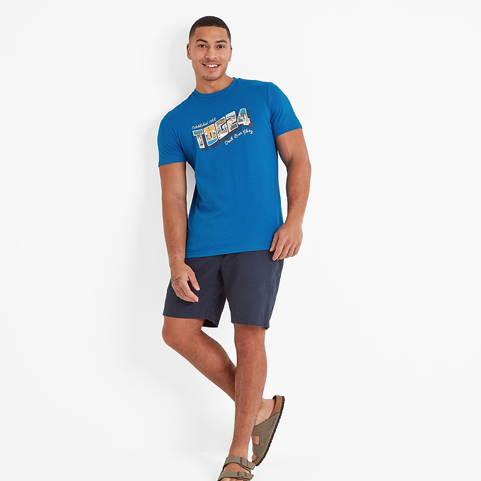 Woodley Mens T-Shirt - Peacock Blue