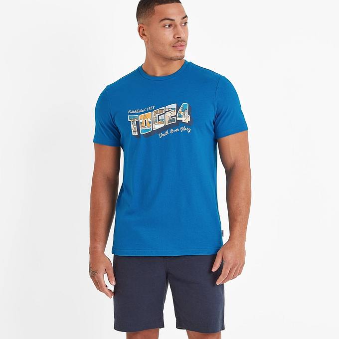 Woodley Mens T-Shirt - Peacock Blue