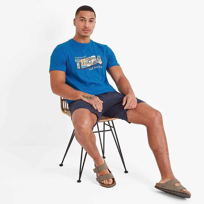 Woodley Mens T-Shirt - Peacock Blue