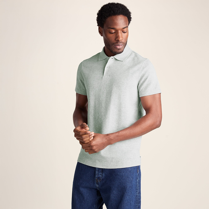 Zaden Mens Polo Shirt - Light Grey Marl