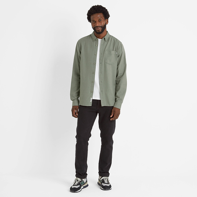 Ezra Mens Long Sleeve Shirt - Faded Khaki