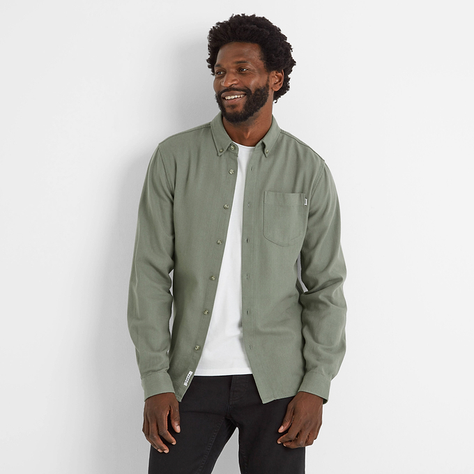 Ezra Mens Long Sleeve Shirt - Faded Khaki