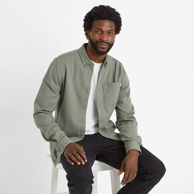 Ezra Mens Long Sleeve Shirt - Faded Khaki