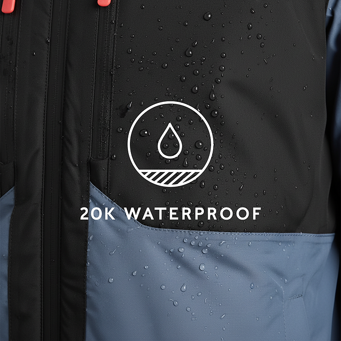 Avoriaz Mens Performance Waterproof Insulated Ski Jacket - Black/Fjord Blue