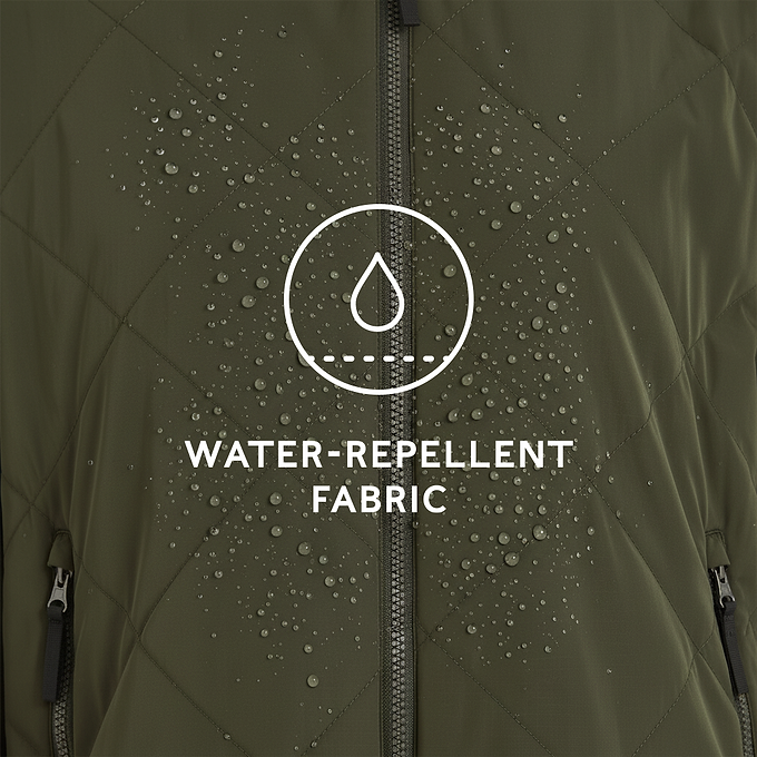 Banton Womens Oversized Shower Resistant Insulated Jacket - Dark Green